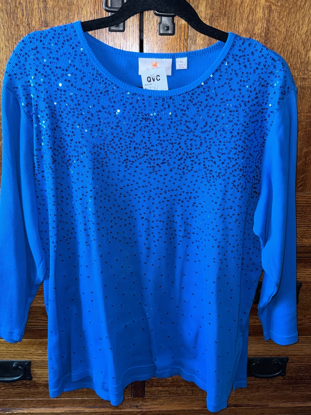 QVC Royal Blue Sequin Embellished Top